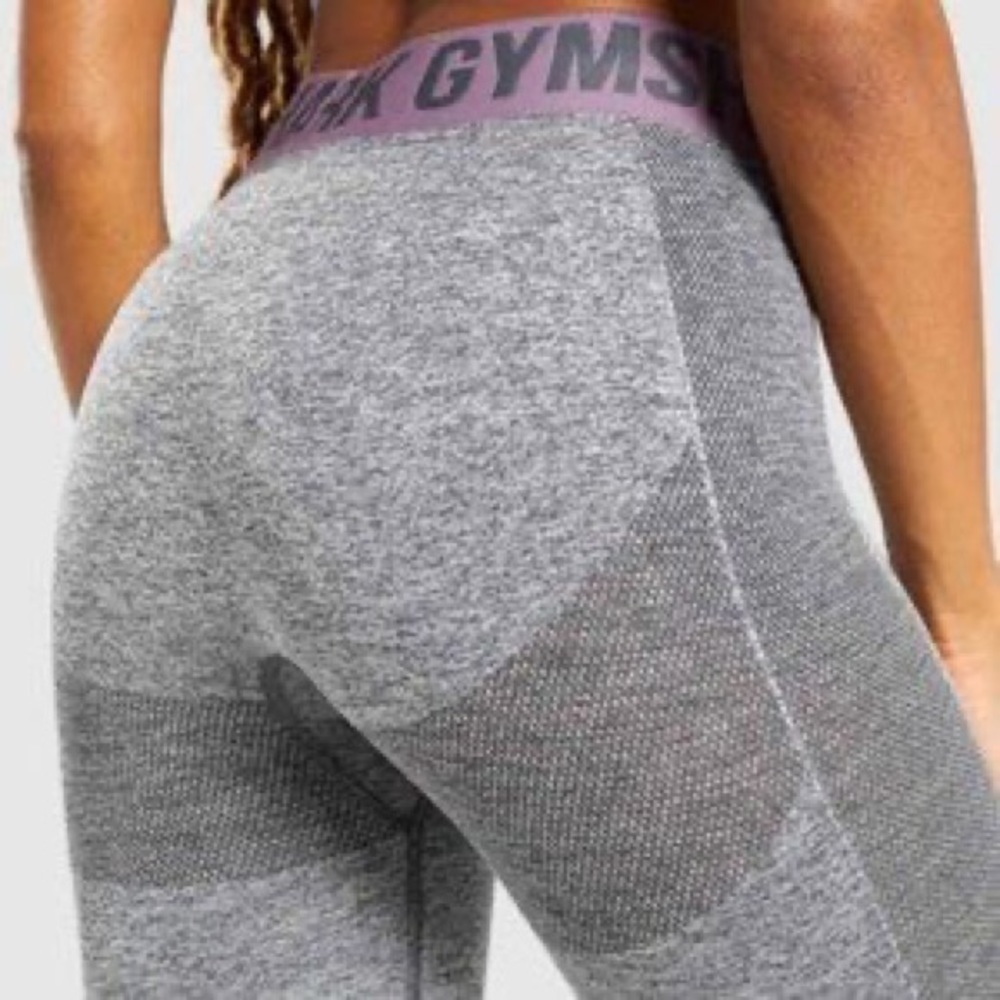 gymshark grey purple seamless crop flex leggings small